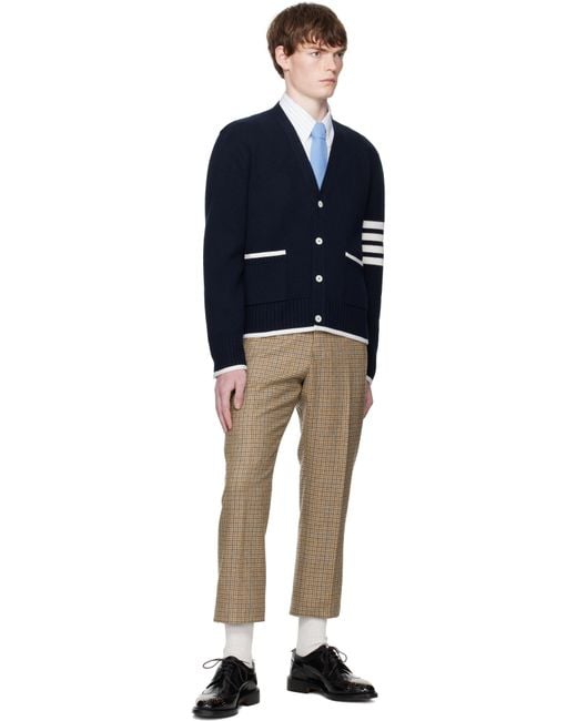 Thom Browne Natural Tan Backstrap Gunclub Check Cheviot Tweed Trousers for men