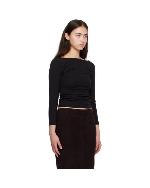 St. Agni Black Soft Jersey Ballerina Long Sleeve T-Shirt