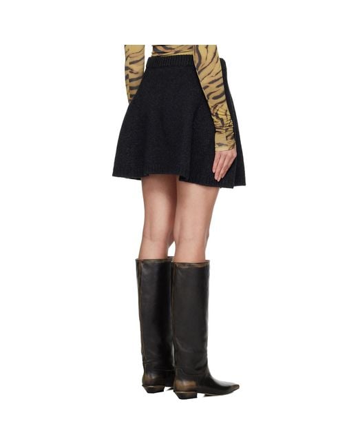 Ganni Black Wool Miniskirt
