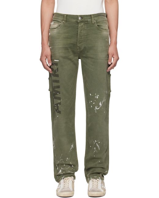 Jean De Travail Ajusté Kaki À Logo De Style Militaire Et À Éclaboussures De Peinture Amiri pour homme en coloris Green