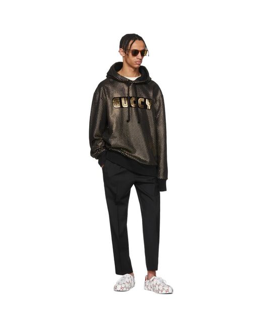 Gucci Black Sega Guccy Logo Hoodie for Men | Lyst