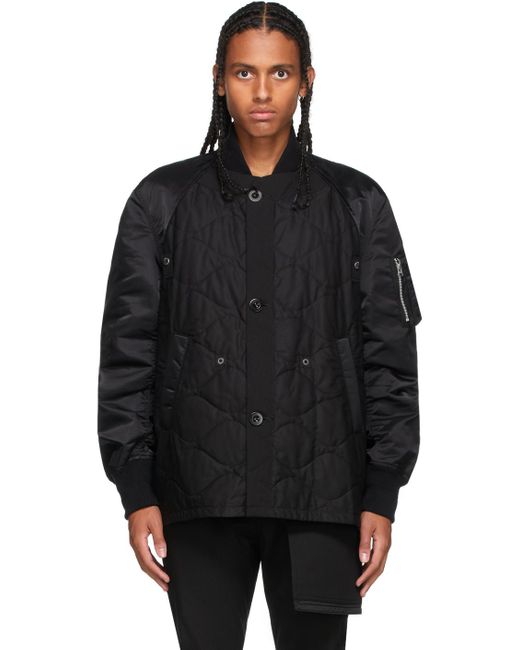 Sacai Black Cotton & Nylon Twill Jacket for Men - Lyst