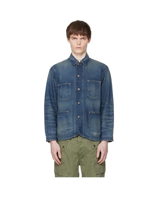 RRL Blue Torrington Engineer Denim Jacket for men
