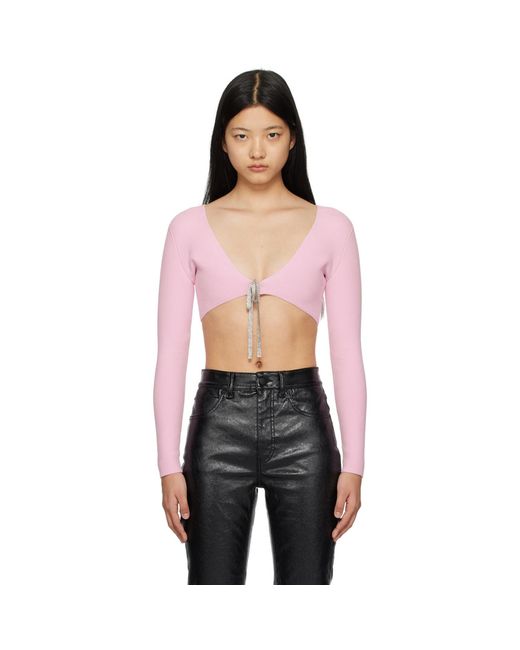 Alexander Wang Black Pink Cropped Cardigan