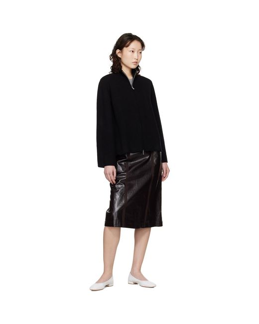 Loulou de Saison Black Gabi Zipped Cashmere Sweater