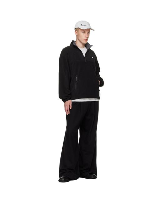 Aape By A Bathing Ape Black Aapenow Moonface Half-Zip Sweater for men