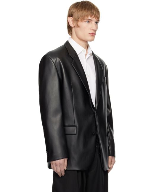 hugo-vented-faux-leather-blazer-in-black-for-men-lyst