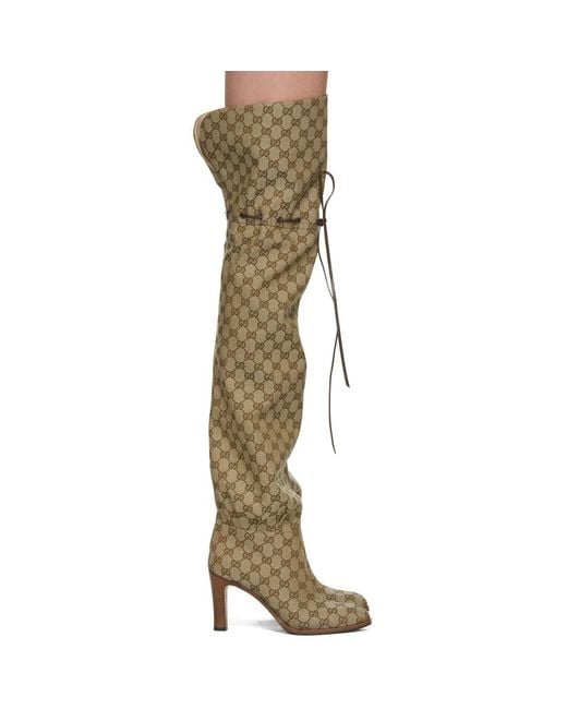 Gucci Natural Beige GG Lisa Over-the-knee Boots