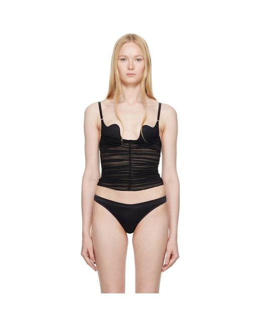 Fleur du Mal Black Seduce U-Plunge Mesh Cami Bra