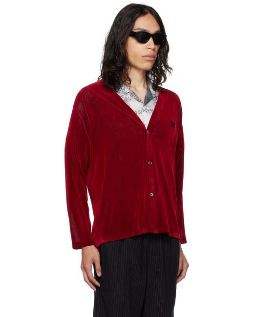 Needles Red Embroidered Cardigan for men