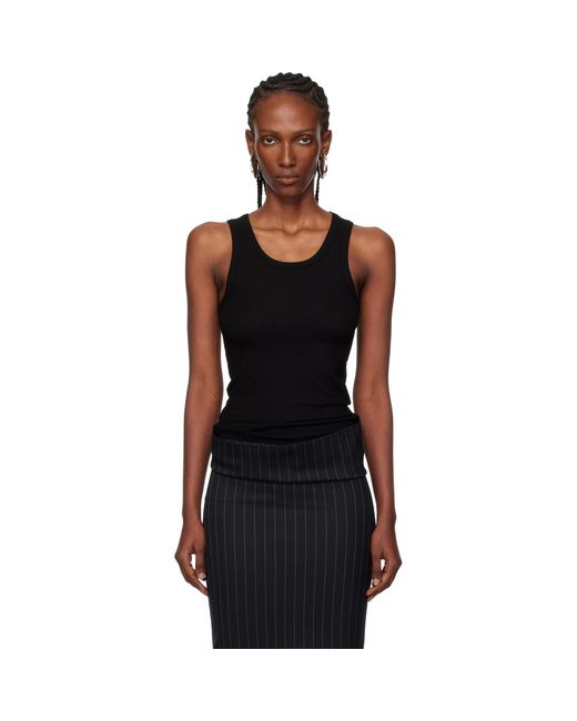 Mugler Black Ribbed Tank Top