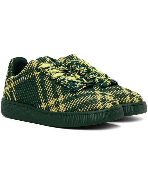 Burberry Green Check Knit Box Sneakers for men