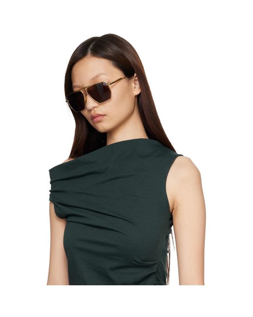 Bottega Veneta Black Classic Aviator Sunglasses