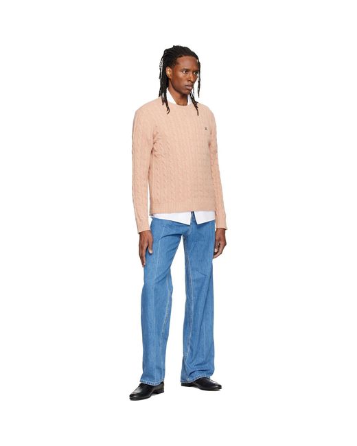Valentino Blue Cable-Knit Wool Sweater for men