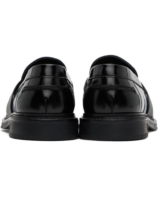 Emporio Armani Black Brushed Leather Loafers for men