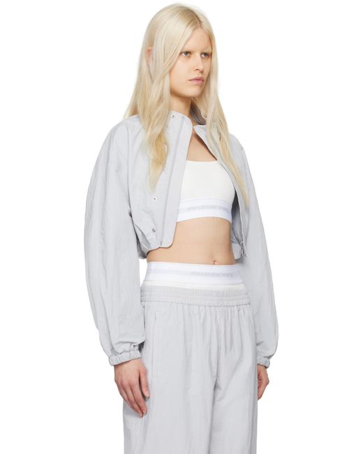 Alexander Wang グレー&ホワイト ボレロ ボンバージャケット White