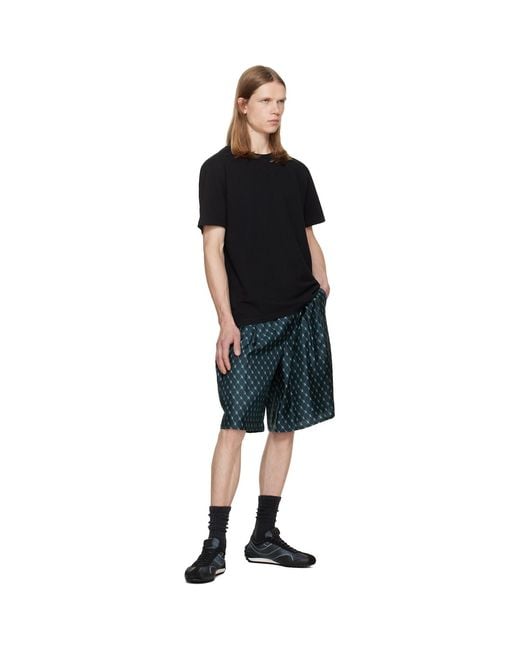 Balmain Black Grid Print Silk Loose Pyjama Shorts for men