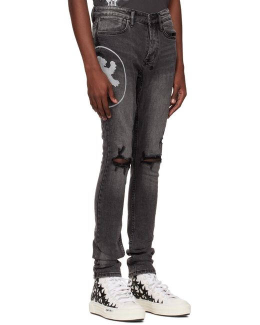 Ksubi Black Van Winkle Lion Jeans for men