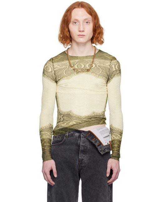 Jean Paul Gaultier Black Off- Sheer Long Sleeve T-shirt for men