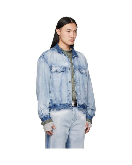 DIESEL Blue Medium-Light Skeleton Denim Trucker Jacket for men