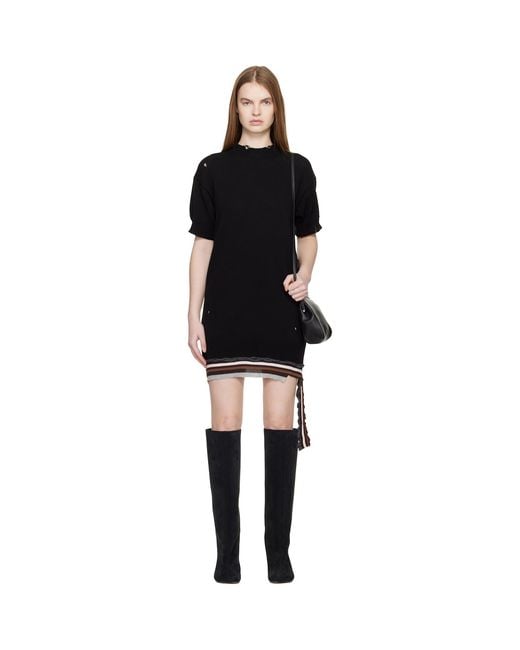 MM6 by Maison Margiela Black Hanging Rib Minidress