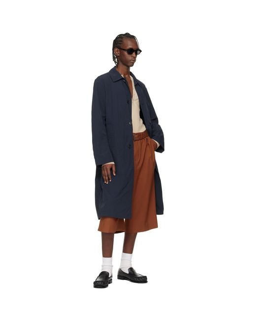 Dries Van Noten Blue Taffeta Coat for men