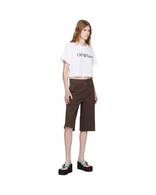 Off-White c/o Virgil Abloh White Big Logo Bookish Crop T-Shirt