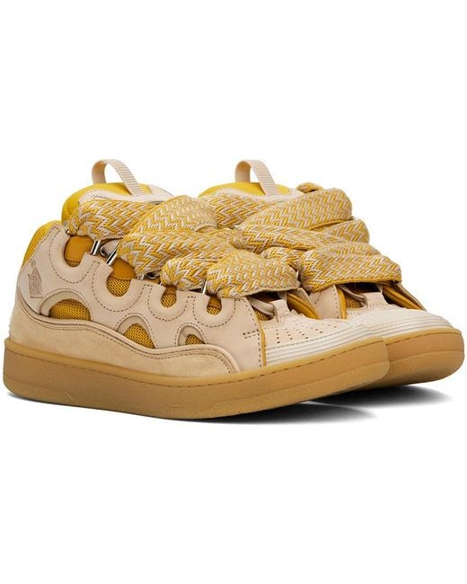 Lanvin Black Ssense Exclusive Beige & Yellow Leather Curb Sneakers for men