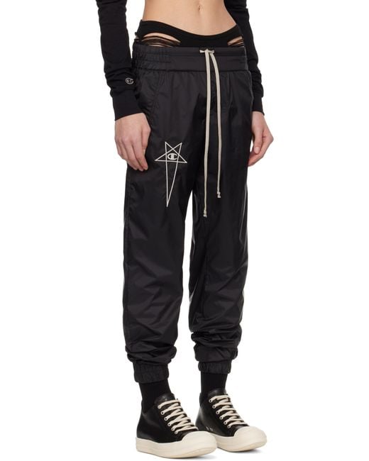 Rick Owens ブラック Championエディション Joggers スウェットパンツ Black