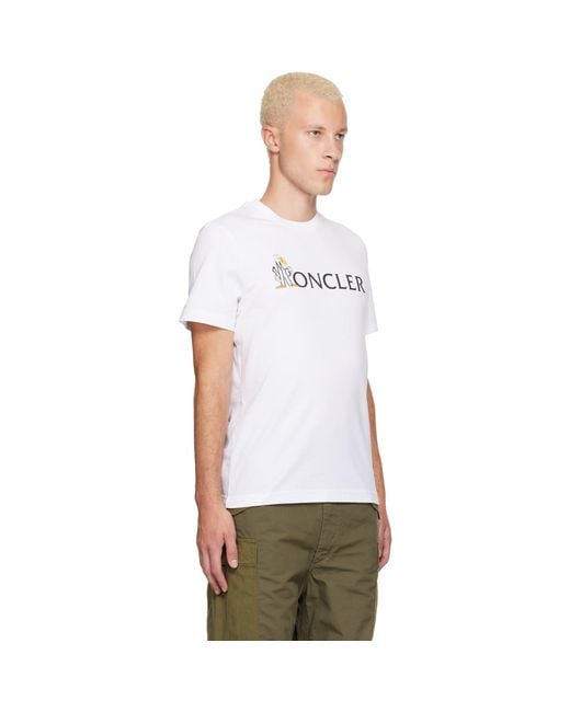 Moncler White Logo Cotton T-Shirt for men