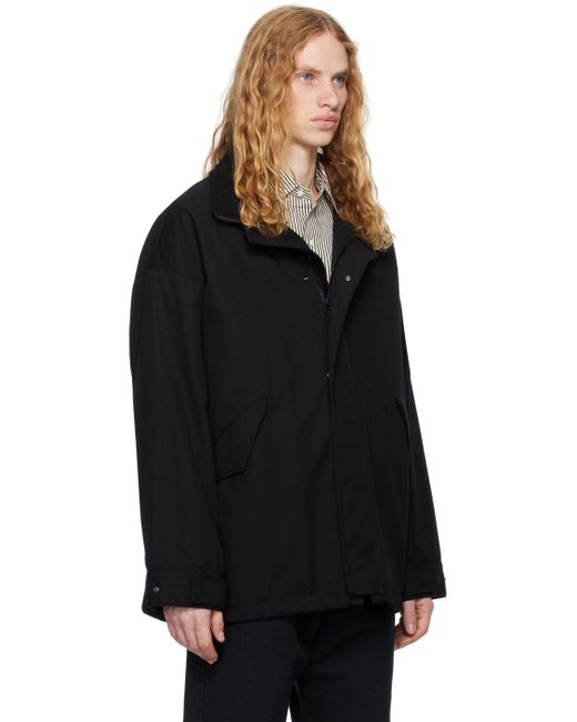 Kaptain Sunshine Black Wool-Lined Nylon Gabardine Coat for men