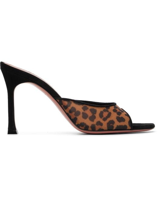 AMINA MUADDI Black Tan & Alexa 95 Mesh Slipper Heeled Sandals