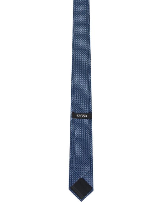 Zegna Black Blue Silk Tie for men
