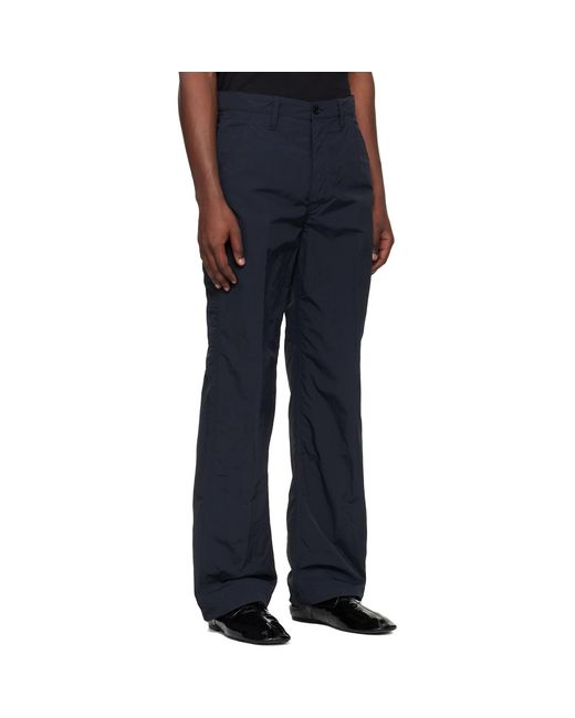 Dries Van Noten Blue Crinkle Cargo Pants for men