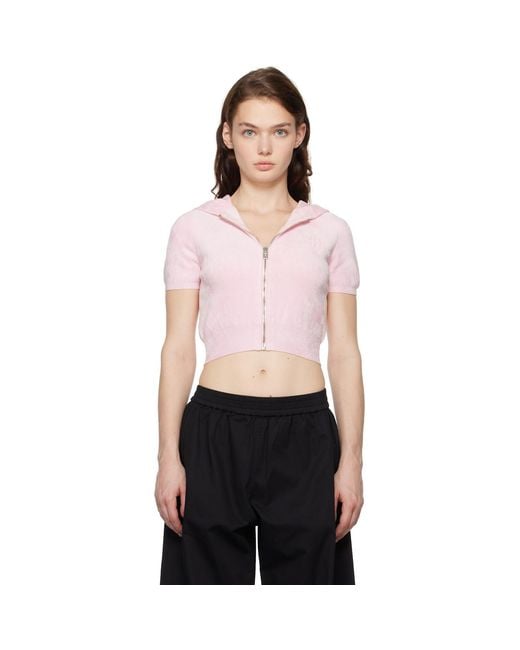 T By Alexander Wang Black Cropped Zip-up Hoodie