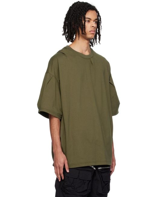 MASTERMIND WORLD Green Khaki Bonded T-Shirt for men