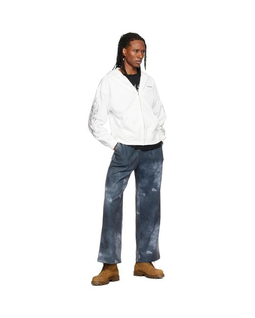 we11done White Lace Zip-Up Hoodie for men