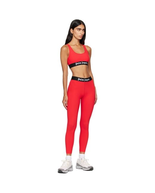 Palm Angels Red Classic Logo Sport Leggings
