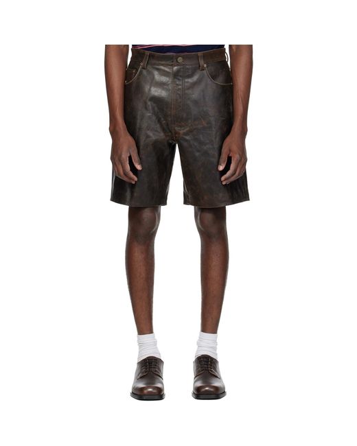 MMIC Black Deadend Leather Shorts for men