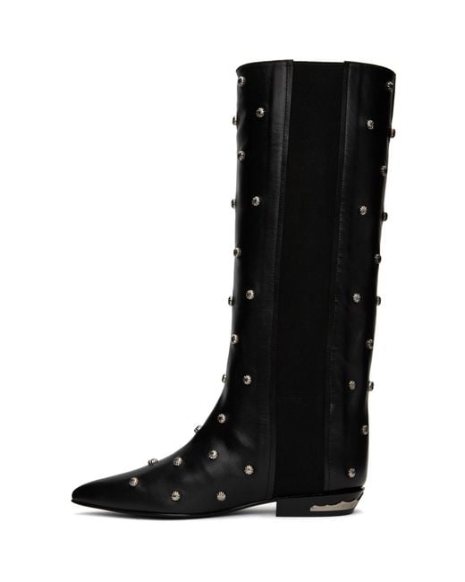 Toga Black Ssense Exclusive Embellished Boots