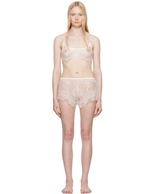 Skims Black Ultra Fine Lace Bralette & Short Set