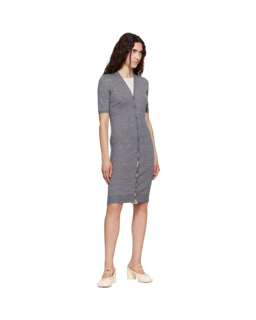MM6 by Maison Margiela Gray Off- Trompe L'Oeil Cardigan Midi Dress