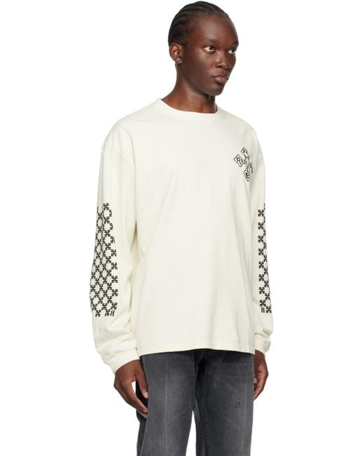 Rhude Natural Ssense Exclusive Off- Cross Long Sleeve T-Shirt for men