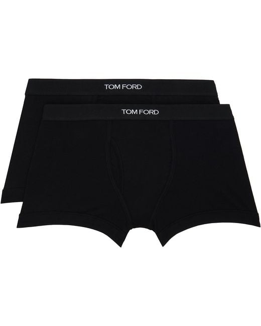 Tom Ford Black Two-Pack Cotton Boxer Briefs for men