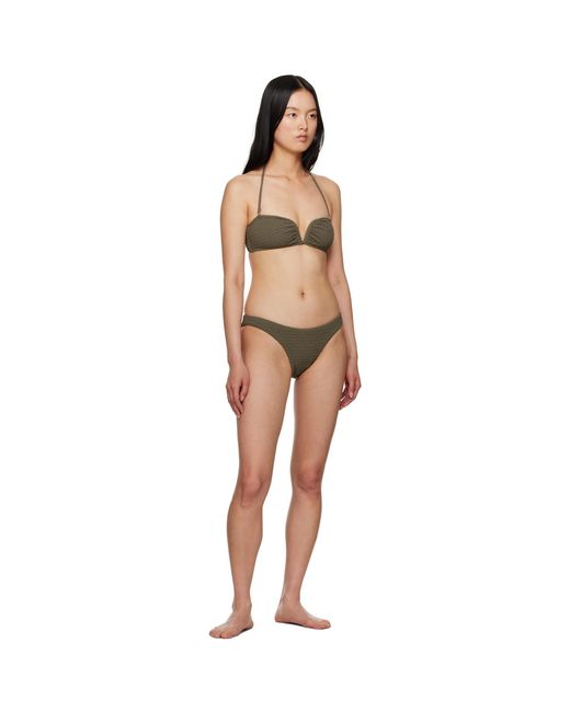 Nanushka Black Khaki Manou Bikini Top