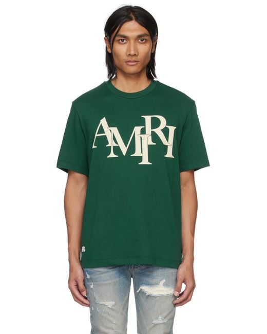 Amiri Green staggered T-shirt for men