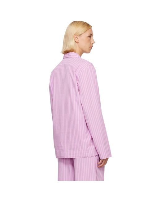 Tekla Purple Poplin Long-Sleeved Pyjama Shirt