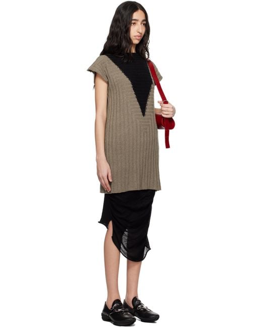 Kiko Kostadinov ブラウン＆ブラック Dakota Vest ミニワンピース Black