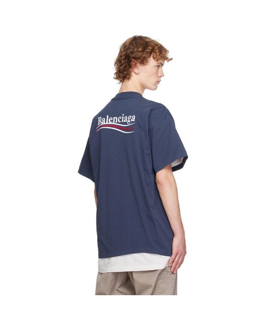 Balenciaga Blue Political Campaign Double T-Shirt for men