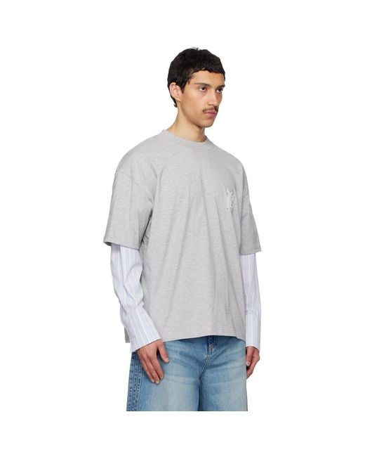 Egonlab Gray Sculpted Cotton Shirt T-Shirt for men